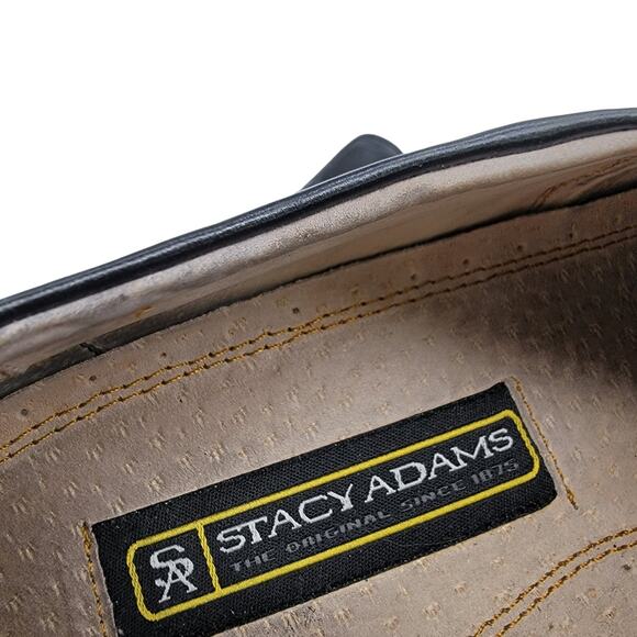 4/$25 -Stacy Adams Size 11 Men's Black Leather Square Toe Slip On Loafers - Picture 6 of 6